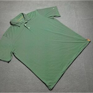 Michael Rouen Golf Polo Shirt‎ Mens 2XL Green Stripe Performance Polo